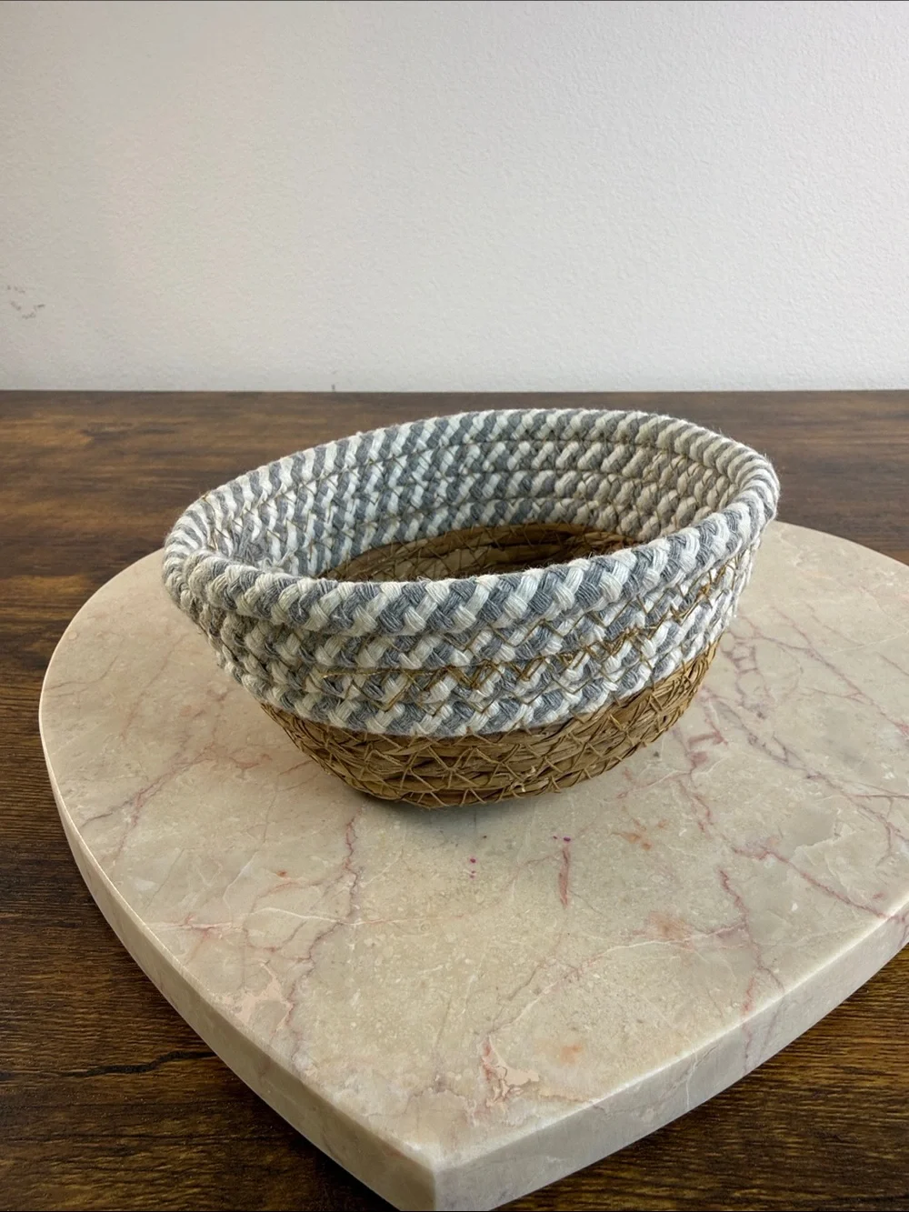 Woven Rope & Seagrass Decorative Bowl - Gray and Natural